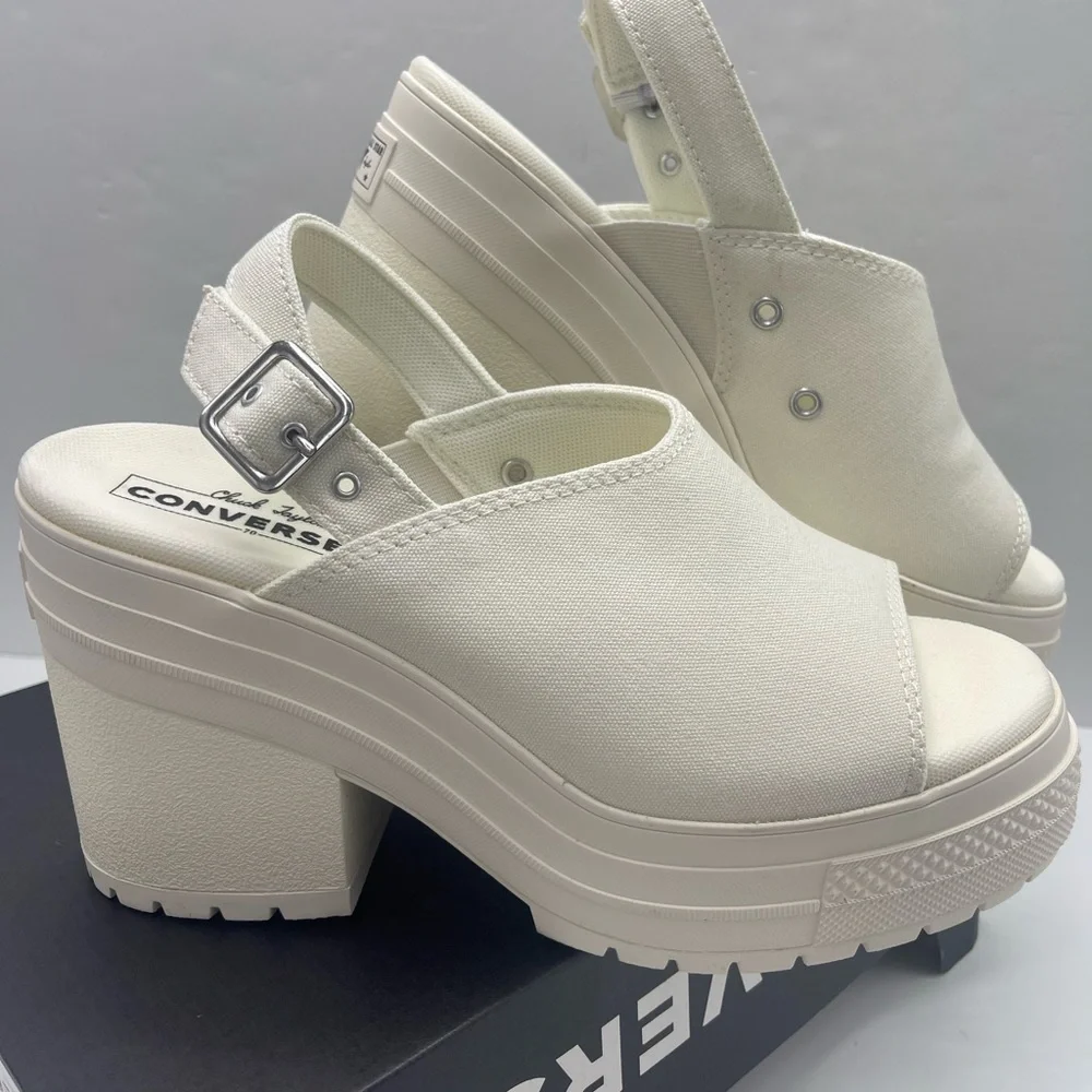 Converse CHUCK 70 DE LUXE HEEL MULE SLI EGRET/EGRET/EGRET Platform Heels A13796F